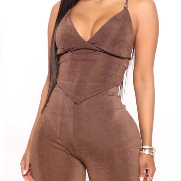 slinky pant set-Brown - Picture 2 of 4